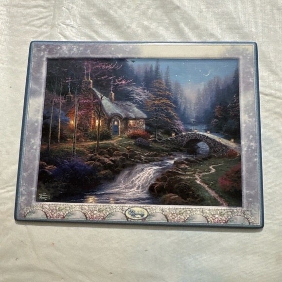 Vintage 1999 Thomas Kinkade “Twilight Cottage” 7th issue Hanging Ceramic Plate - Picture 1 of 5